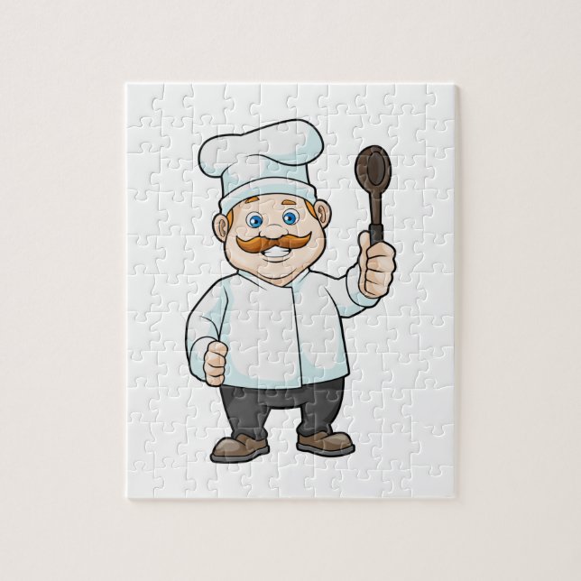 Puzzle Chef con cuchara de gorra y sopa del chef (Vertical)
