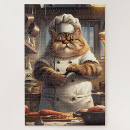 Puzzle Chef culinario de gato, animal divertido, 1000 pie