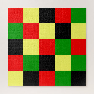 Puzzle Cheques rojo, amarillo, negro y verde
