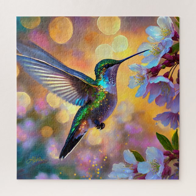 Puzzle Cherry Blossom Fantasy Hummingbird (Vertical)