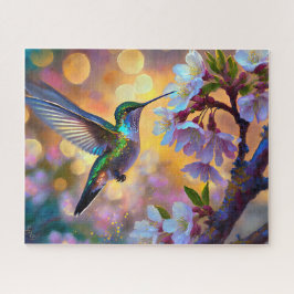 Puzzle Cherry Blossom Fantasy Sunrise Hummingbird