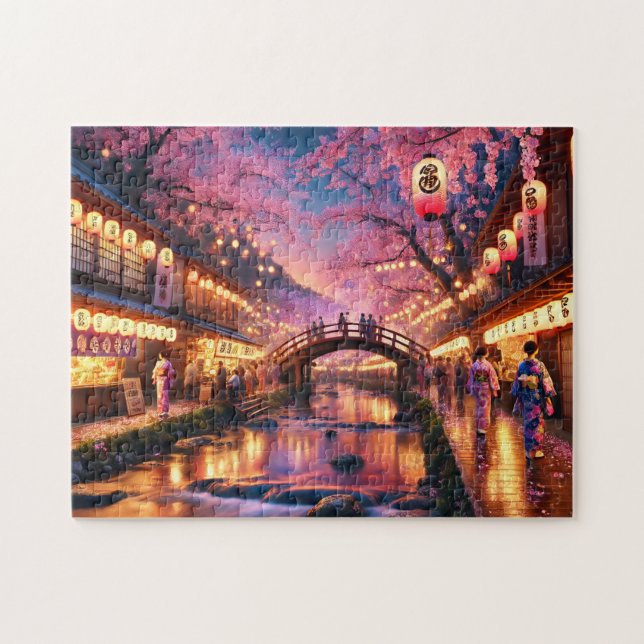 Puzzle Cherry Blossom Festival Japan Lantern Street (Horizontal)