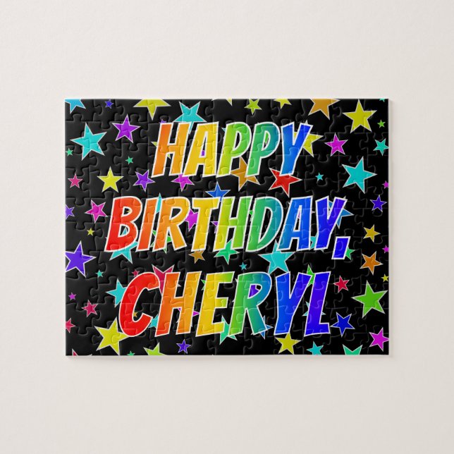 Puzzle "CHERYL" Nombre, Diversión "FELIZ CUMPLEAÑOS" (Horizontal)