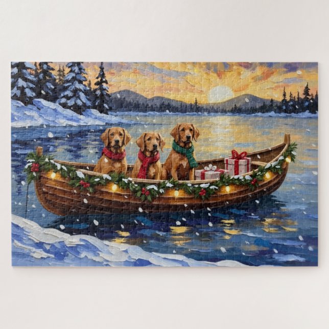 Puzzle Chesapeake Bay Retriever Christmas Boat Holiday (Horizontal)