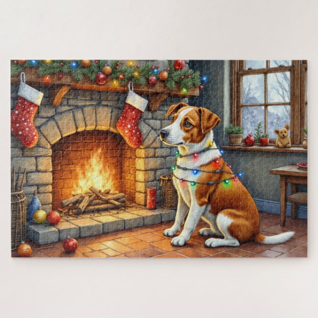 Puzzle Chesapeake Bay Terrier Fireplace Christmas Lights (Horizontal)