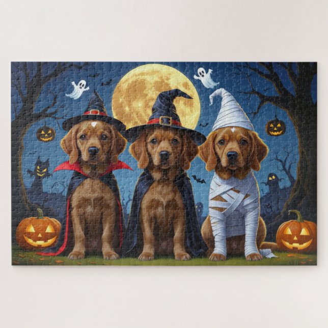 Puzzle Chesapeake Bay Terrier Pumpkin Halloween Funny (Horizontal)