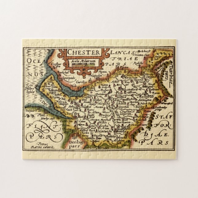 Puzzle Cheshire (Chester) Condado de Inglaterra Mapa Anti (Horizontal)