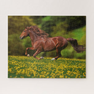 Puzzle Chestnut Lusitano Running In Buttercups