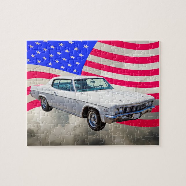 Puzzle Chevrolet Caprice 1966 con la bandera americana (Horizontal)