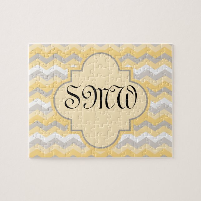 Puzzle Chevron amarillo/gris Zigzag (Horizontal)