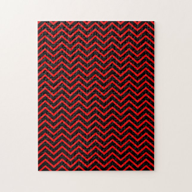 Puzzle Chevron negro y rojo oscuro (Vertical)