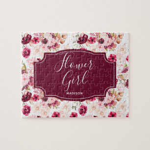 Puzzle Chic Burgundy y Rosa Floral Aquarela para Niña de
