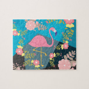 Puzzle Chic Genial Elegante Lindo Flamingo Floral Rosa Fe
