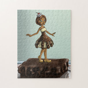 Puzzle Chica afroamericana y sundae de chocolate