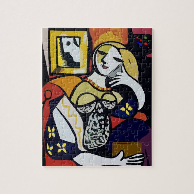 Puzzle Chica al teléfono con flores (Vertical)