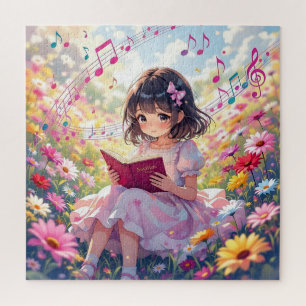 Puzzle Chica Anime Bonita Leyendo un Libro