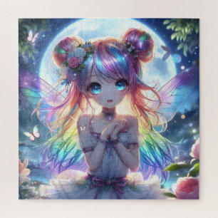 Puzzle Chica Anime Cabello Arcoíris Cantando Hada Luna