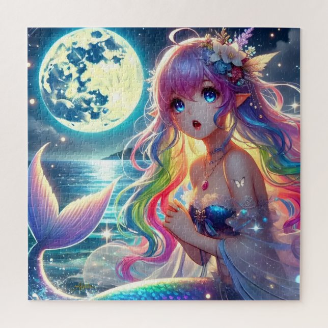 Puzzle Chica anime canta la sirena del arcoiris de la lun (Vertical)
