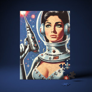 Puzzle Chica Astronauta de Ciencia Ficción Vintage