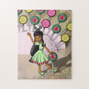 Puzzle Chica birracial y ollipops