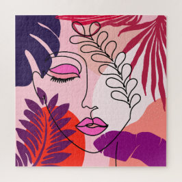 Puzzle Chica bohemia Línea Arte Estética Rosa