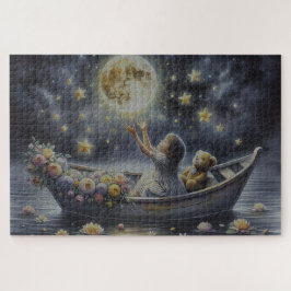 Puzzle Chica caprichosa Escena de ensueño lunar Fantasía