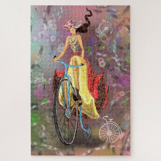 Puzzle Chica con dibujos a base de moto (Vertical)