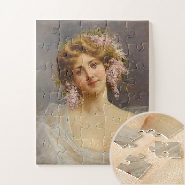 Puzzle Chica con Lilacs, arte Achille Beltrame (Subido por el creador)