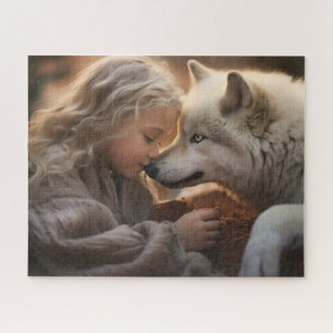 Puzzle Chica Con Lobo Blanco