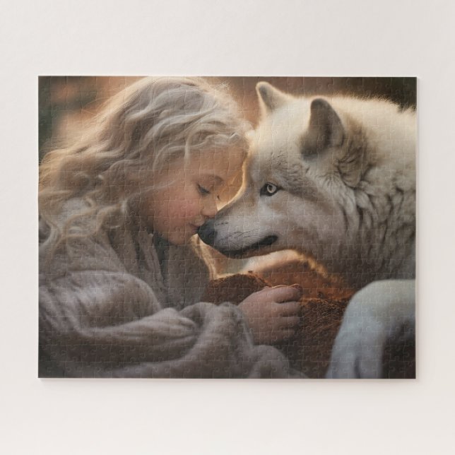 Puzzle Chica Con Lobo Blanco (Horizontal)