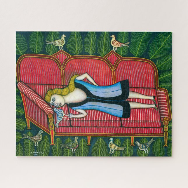 Puzzle Chica con palomas | Morris Hirshfield | (Horizontal)