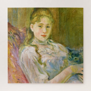 Puzzle Chica con un gato Mascota (por Berthe Morisot)