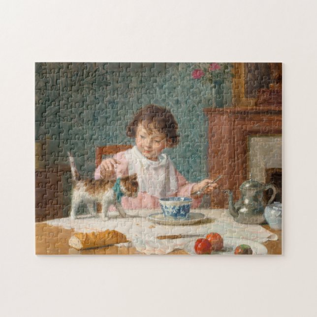 Puzzle Chica con un gato | Victor Gabriel Gilbert (Horizontal)
