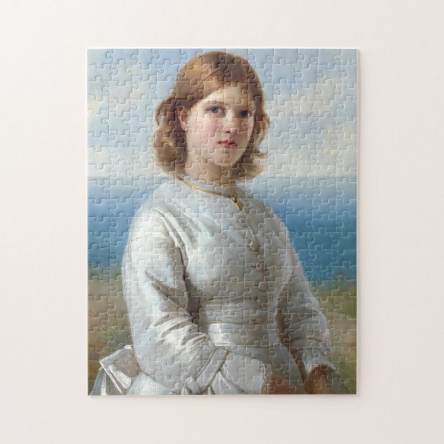 Puzzle Chica con vestido de seda blanca para la Santa Com (Vertical)