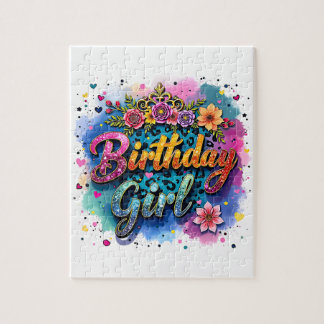 Puzzle Chica Cumpleaños Leopardo Floral
