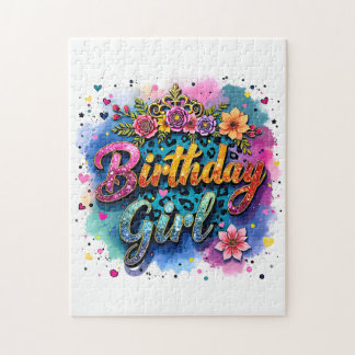 Puzzle Chica Cumpleaños Leopardo Floral