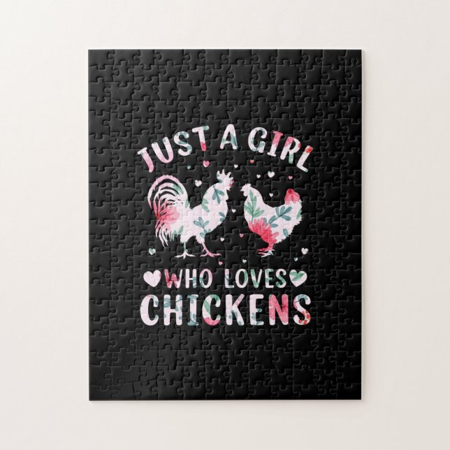 Puzzle Chica de arte de pollo que ama a los pollos (Vertical)