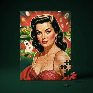 Puzzle Chica de calendario de juego vintage