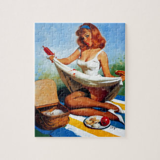 Puzzle Chica de clavija retro vintage