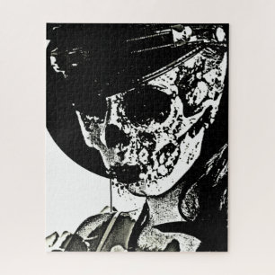 Puzzle Chica de cráneo - Blanco y negro