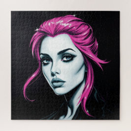 Puzzle Chica de Cyberpunk Rebel - Arte digital elegante