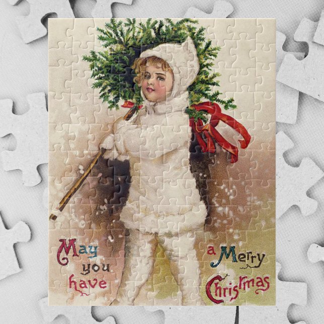 Puzzle Chica de época con árbol de Navidad, Ellen Clapsad (Subido por el creador)