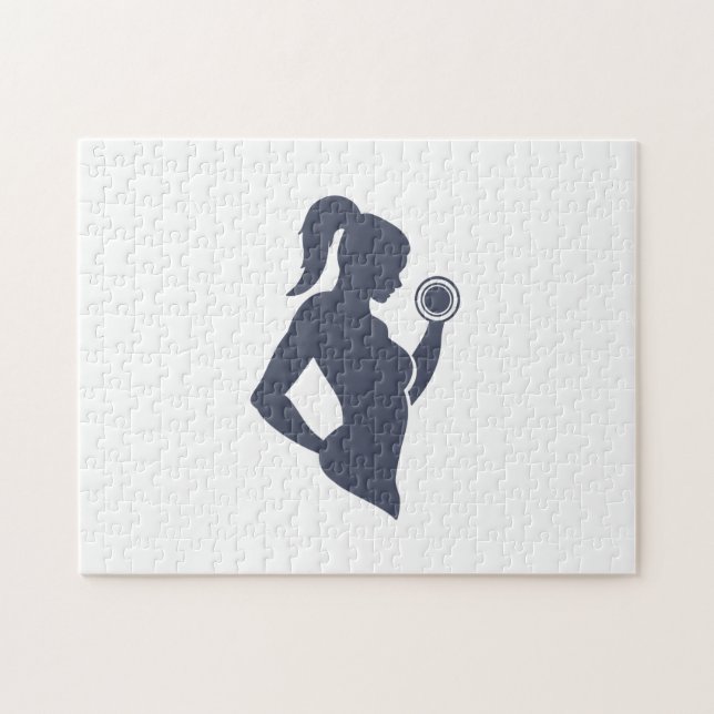 Puzzle chica de fitness levantando timbre (Horizontal)