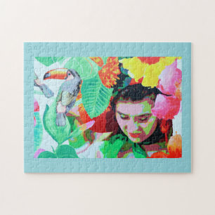 Puzzle Chica de flores y tocan