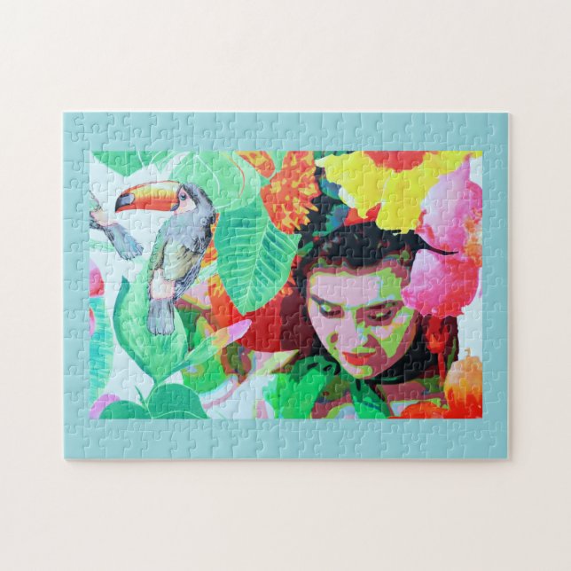 Puzzle Chica de flores y tocan (Horizontal)