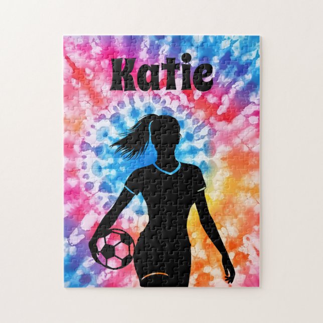 Puzzle Chica de fútbol Aquarelle personalizada de arcoiri (Vertical)
