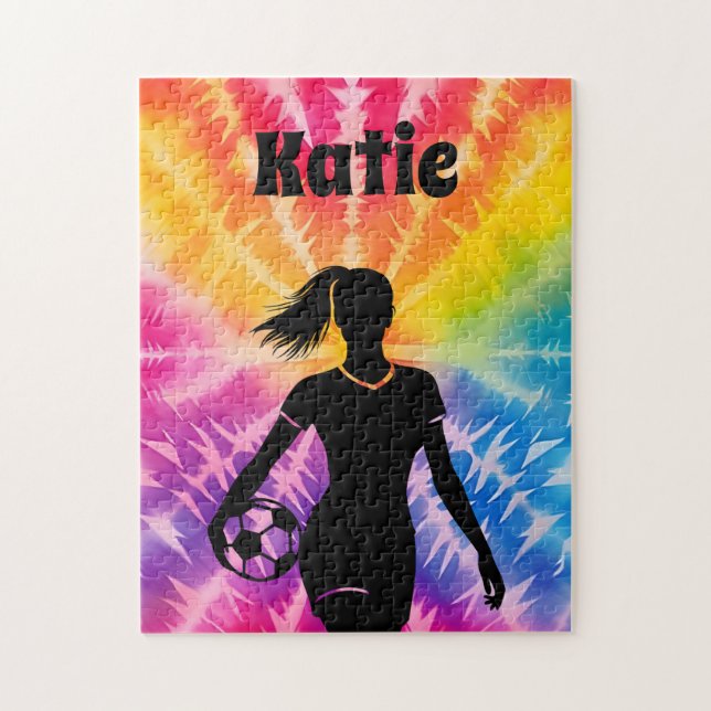Puzzle Chica de fútbol: Burla de arcoiris personalizada d (Vertical)