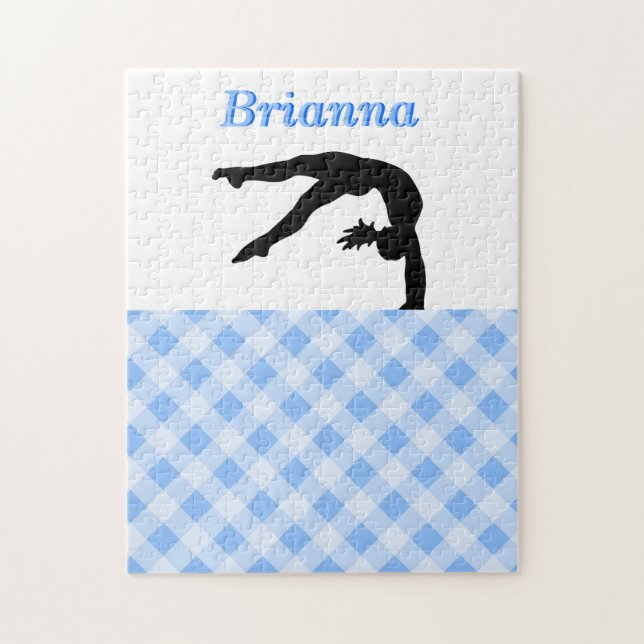 Puzzle Chica de gimnasia con aire azul y personalizado (Vertical)