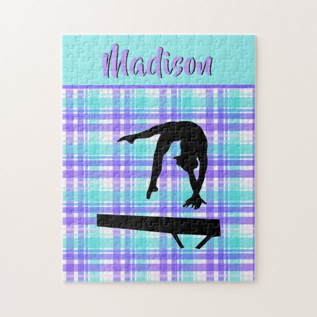 Puzzle Chica de gimnasia Lilac Purple y Aqua Personalizad (Vertical)