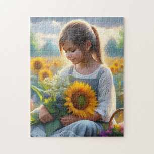 Puzzle Chica de girasol